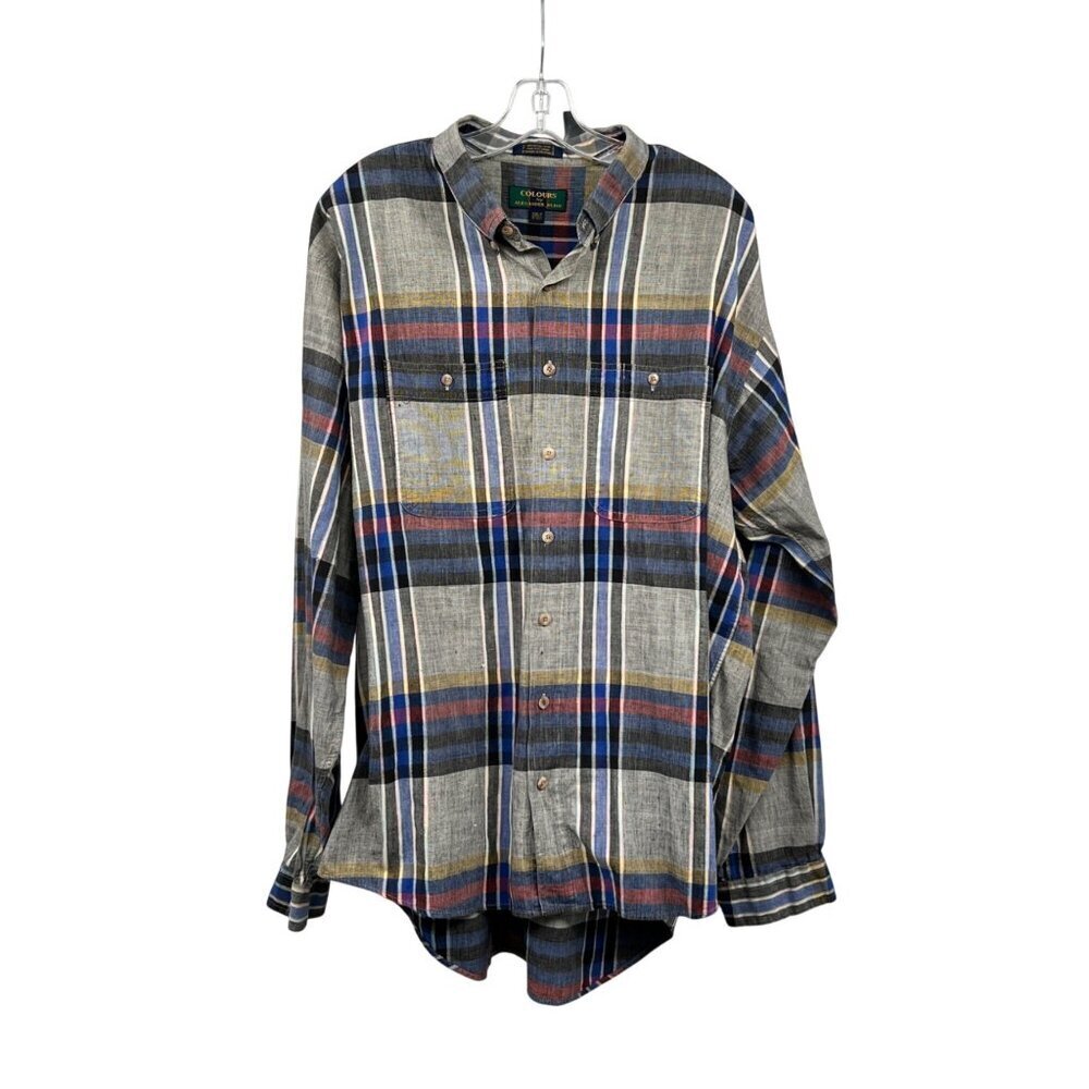 Colours by Alexander Julian Mens Plaid Button Up Shirt Colorful Size 2XLT